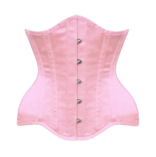 corset with scalloped knots-Jenicee Pink Satin Underbust Curvy Corset