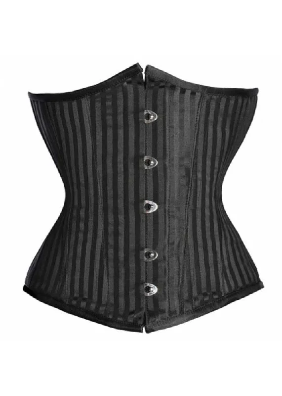 corset with metallic curls-Lijon Black Stripe Jacq Underbust Corset