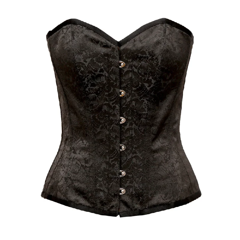 corset for retro curls-Rutherford  Black Brocade Overbust Corset