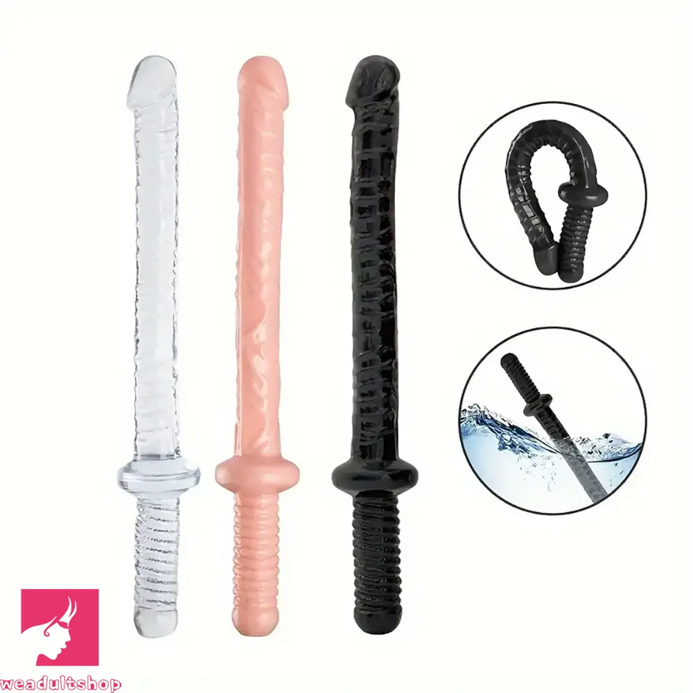 Logo-etched dildo-17.7in Super Big Long Sword Dildo With Handle Adult Sex Toy For Clit