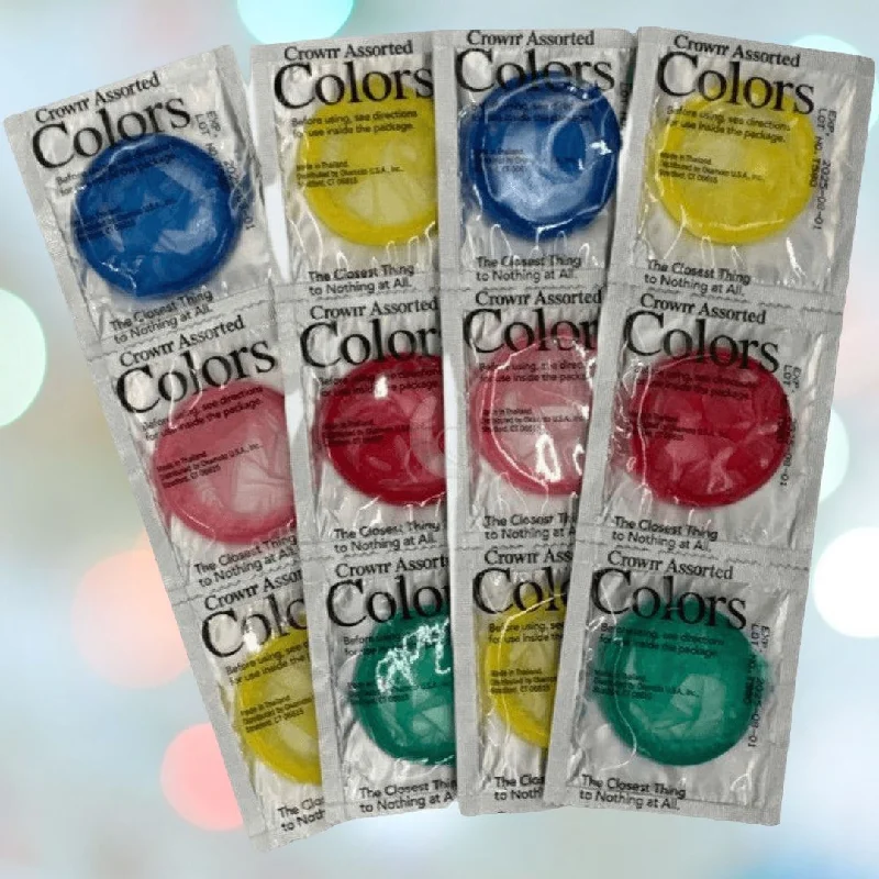 vibrating dildo for intense orgasms-Crown Assorted Colors Lubricated Latex Condoms