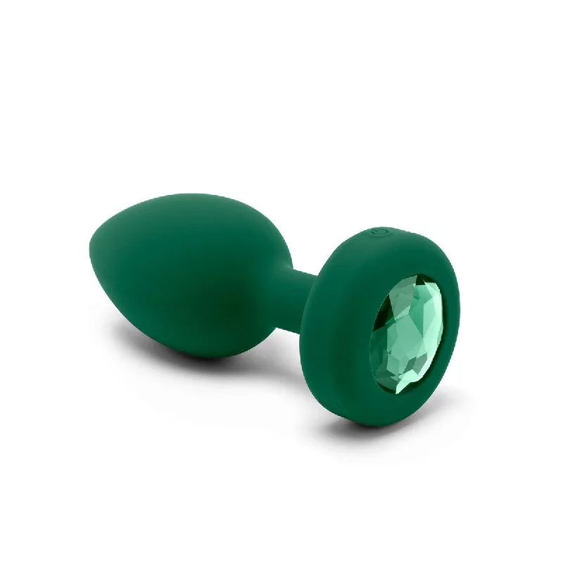 Sleek Solo Masturbator Grip-B-Vibe Vibrating Jewel Plug Medium/Large - Emerald