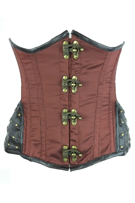 corset with embroidered links-Ron Steampunk Satin Underbust Corset