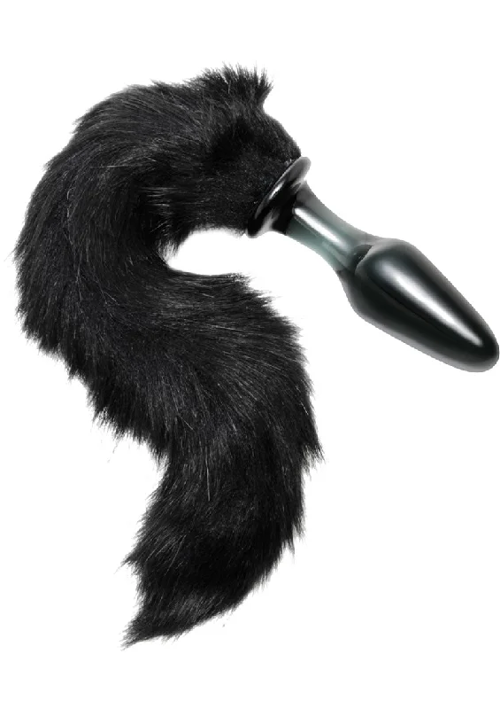 Quick-Grip Pulse Masturbator-Tailz Midnight Fox Glass Butt Plug with Tail