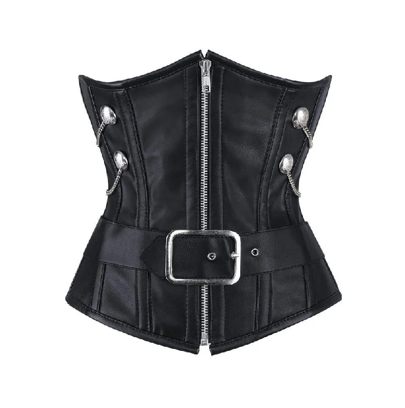 corset with embroidered loops-Nayo Black Gothic Underbust Corset