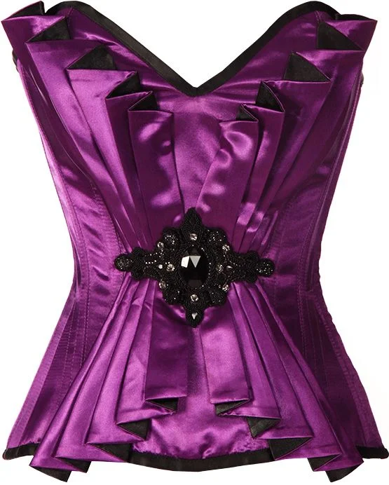 corset with studded curls-McNeill Satin Embroidered Overbust Corset