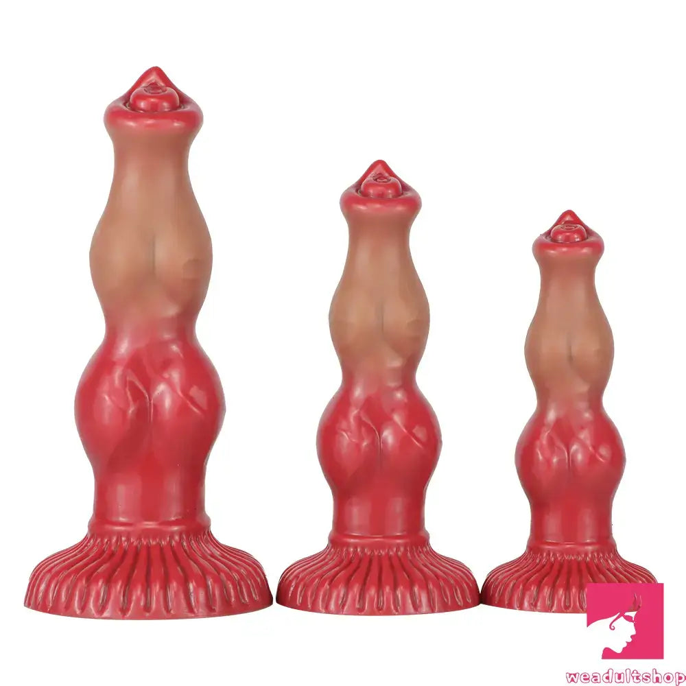 Tricolor dildo-6.69in 7.48in 9.06in Silicone Fantasy Animal Dog Soft Cock Dildo