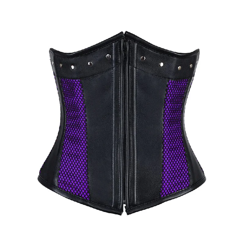 corset with flared loops-Murphy Faux Leather Gothic Underbust Corset