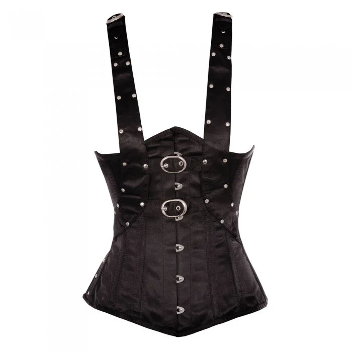 corset for alternative links-Varga Black Satin Underbust With Black Shoulder Straps