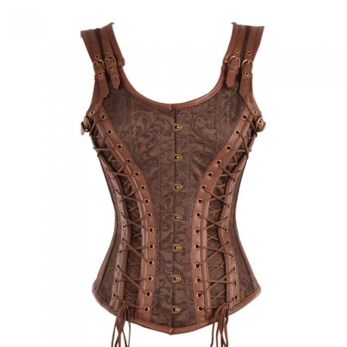 corset with ruffled loops-Delle Steampunk Overbust Corset