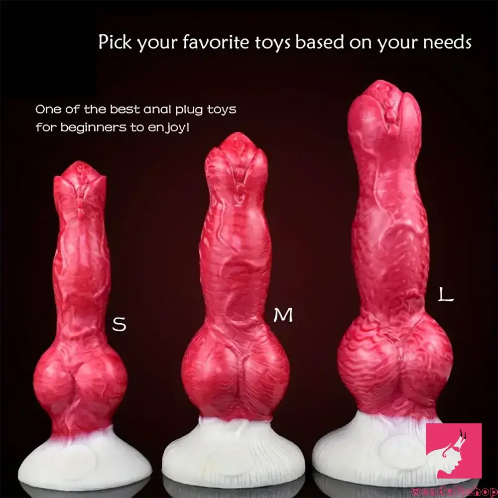 Muted-tone dildo-8.27in 9.2in 10.8in Fantasy Dog Cock Silicone Big Knot Soft Male Dildo