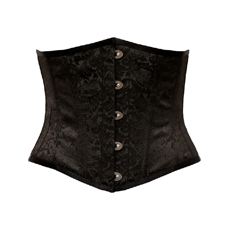 corset with layered curls-Lozil Black Brocade Underbust Corset