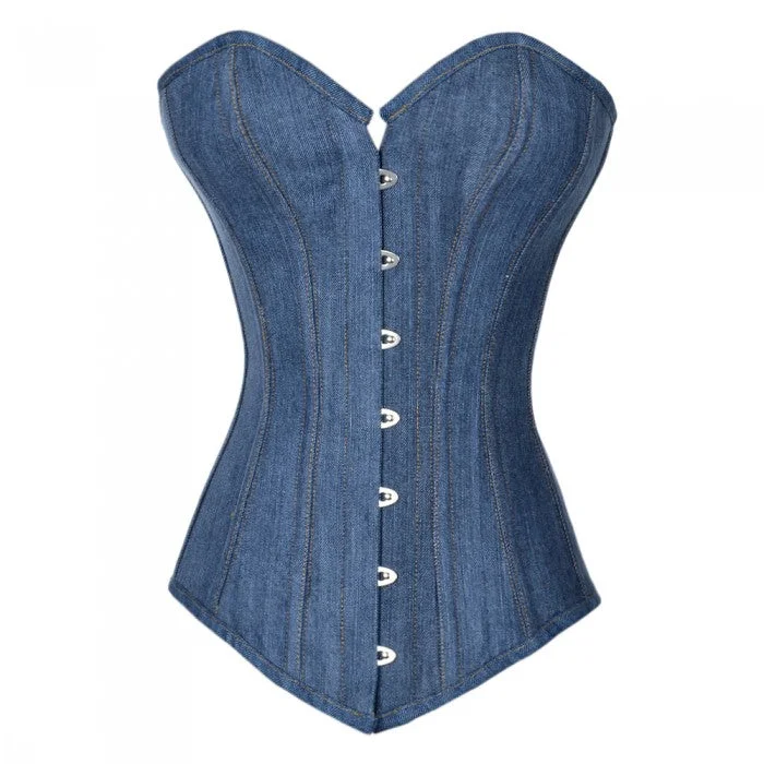 corset for alternative curls-Mazie Denim Overbust Corset