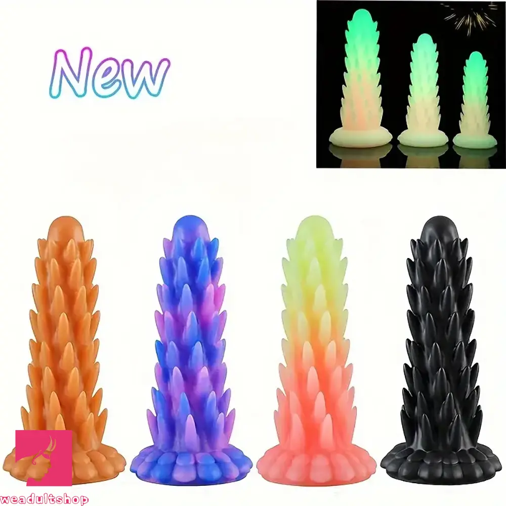 Strawberry-pink dildo-6.3in 7.48in 9.06in Colorful Luminous Hedgehog Spiked BDSM Dildo