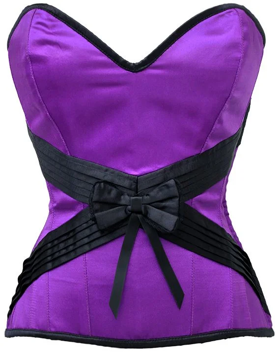 corset with layered loops-Colley Purple Satin Overbust Corset