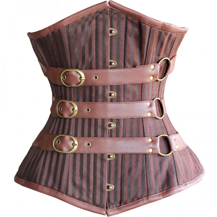 corset with velvet loops-Ramsey Steampunk Underbust Three Belt Corset