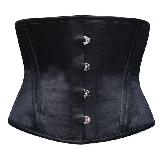 corset for alternative knots-Devine Black Satin Waist Training Corset