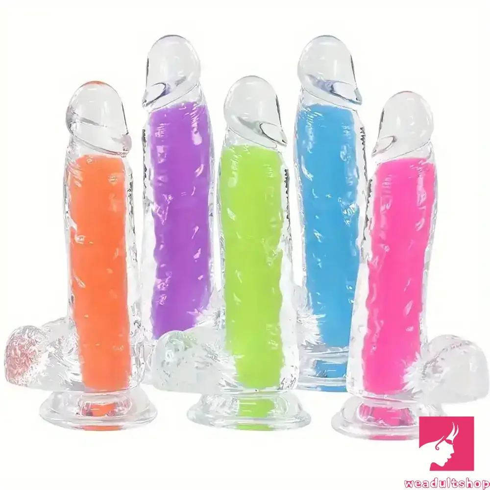 Dragonfruit-bold dildo-7.08in 8.07in TPE Double Layer Glow-in-the-dark Realistic Clear Dildo