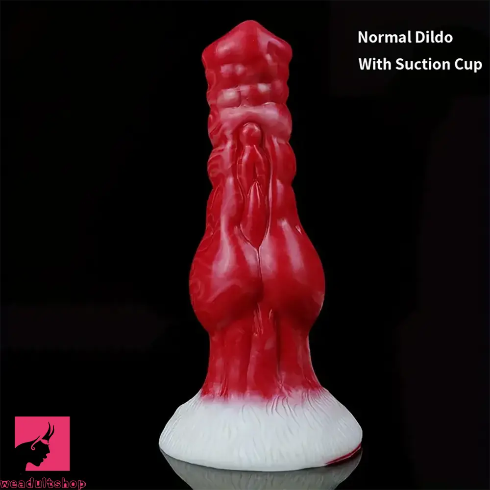 Loganberry-red dildo-7.28in Fantasy Silicone Soft Dog Knot Big Prostate Cock Inflatable Dildo