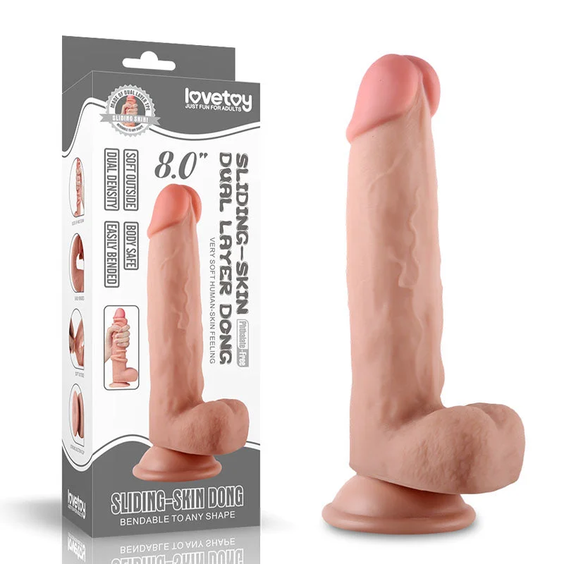 Minimalist Travel Masturbator-Sliding Skin Dual Layer Flesh 20.5 cm (8'') Dong