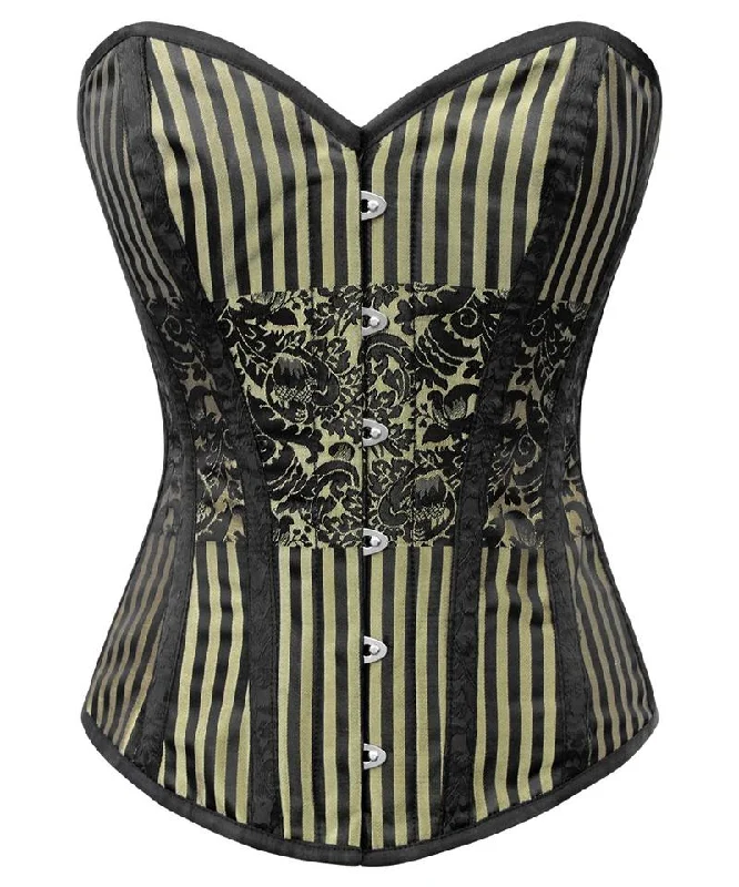 corset with floral knots-Calystaa Overbust Corset in Gold Brocade