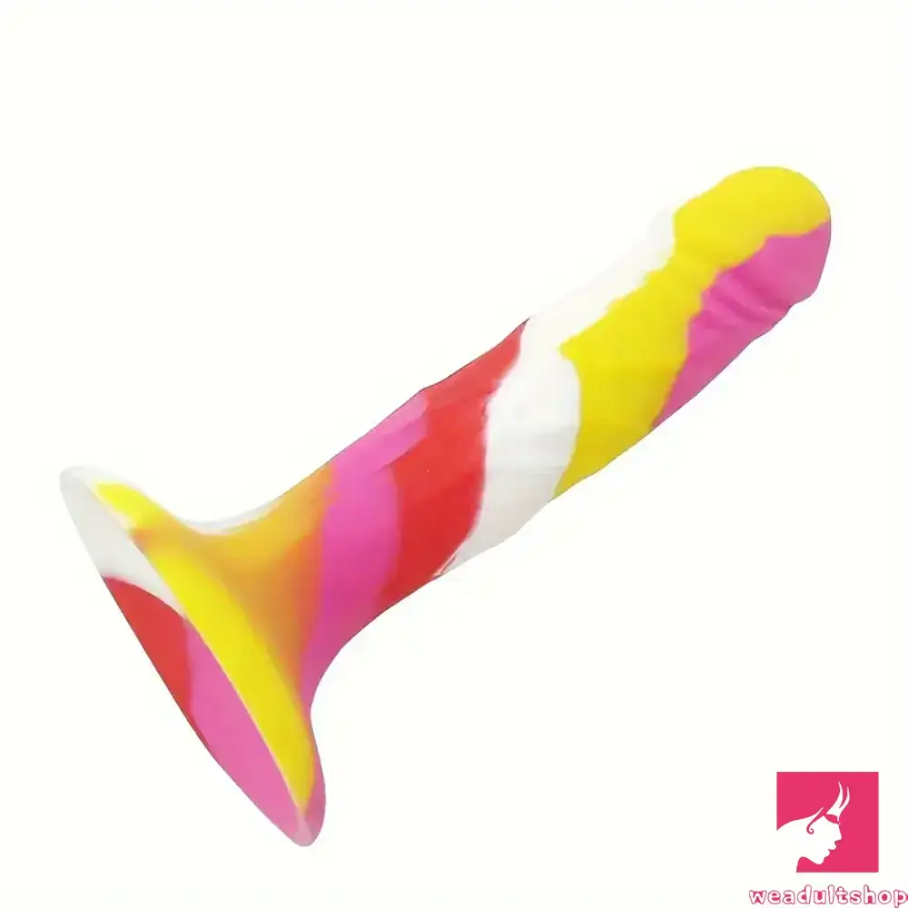 Stream-narrow dildo-5.71in Silicone Soft Rainbow Cock Dildo For Increased Orgasm