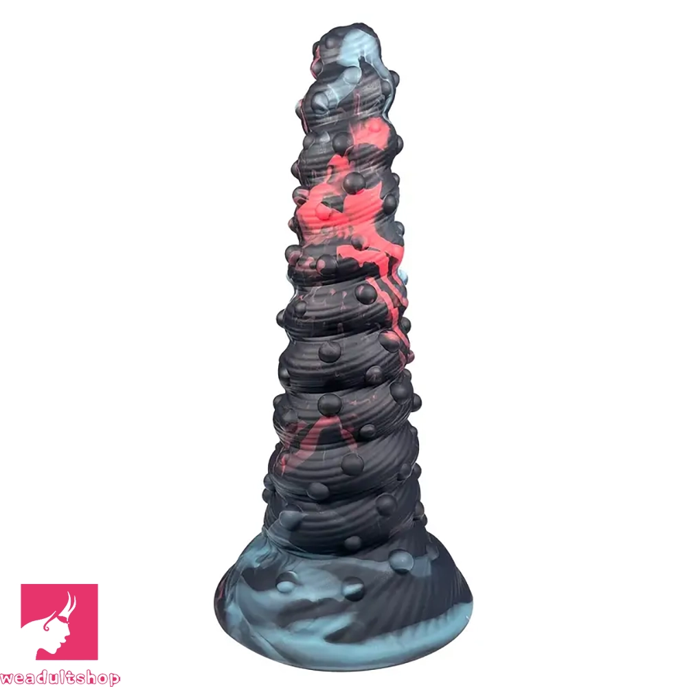 Acrylic-molded dildo-8.07in Spiked Big Monster Spiral Silicone Soft Dildo For Adult Toy