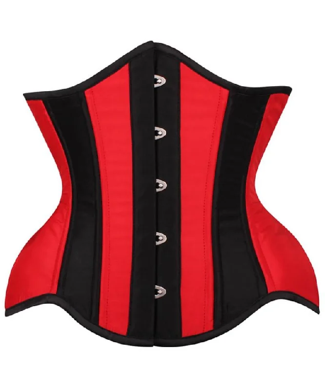 corset with floral weaves-Nevadaa Curvy Red and Black Waist Training Corset