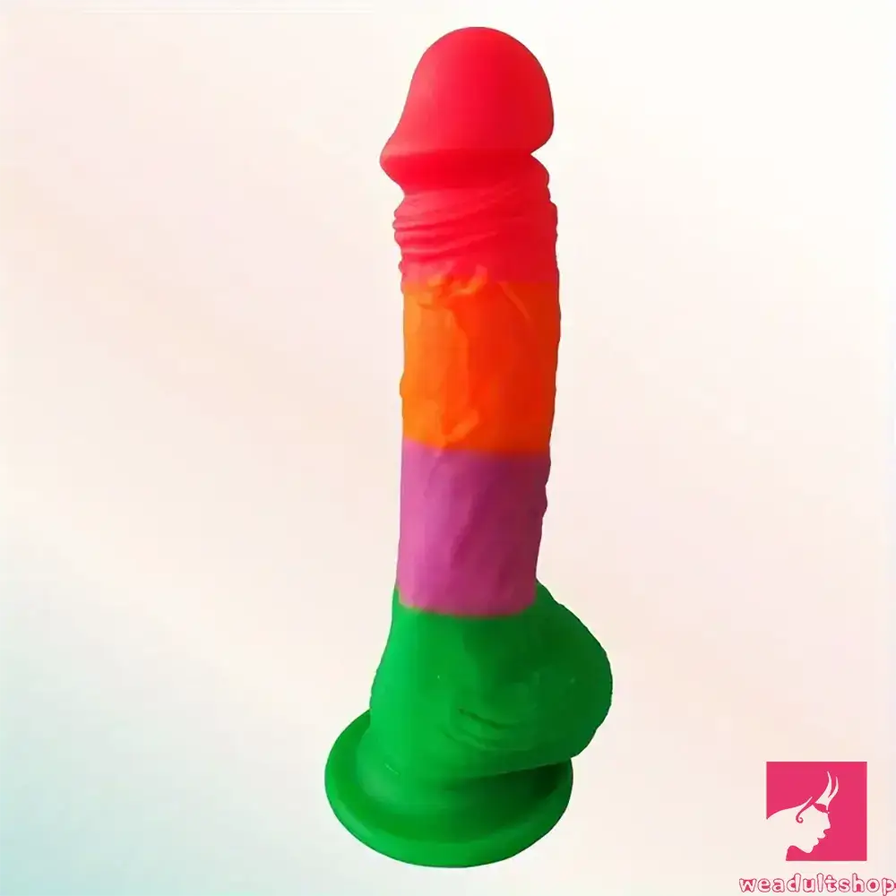 Gust-strong dildo-7.9in Silicone Rainbow Soft Dildo For Women Men Couple G-spot Clit