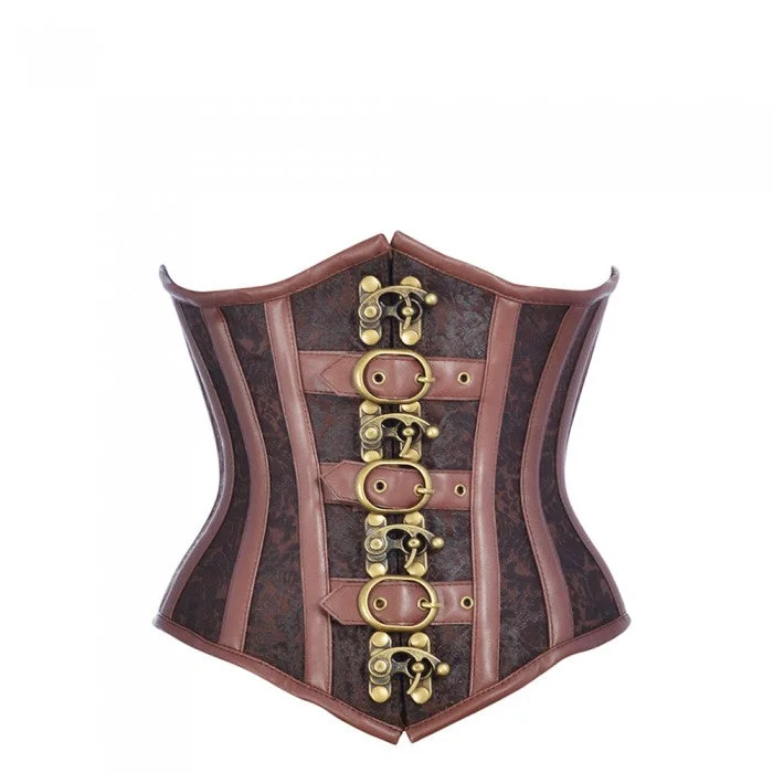 corset for costume links-Weber Brown Steampunk Underbust Buckle And Hooks Corset