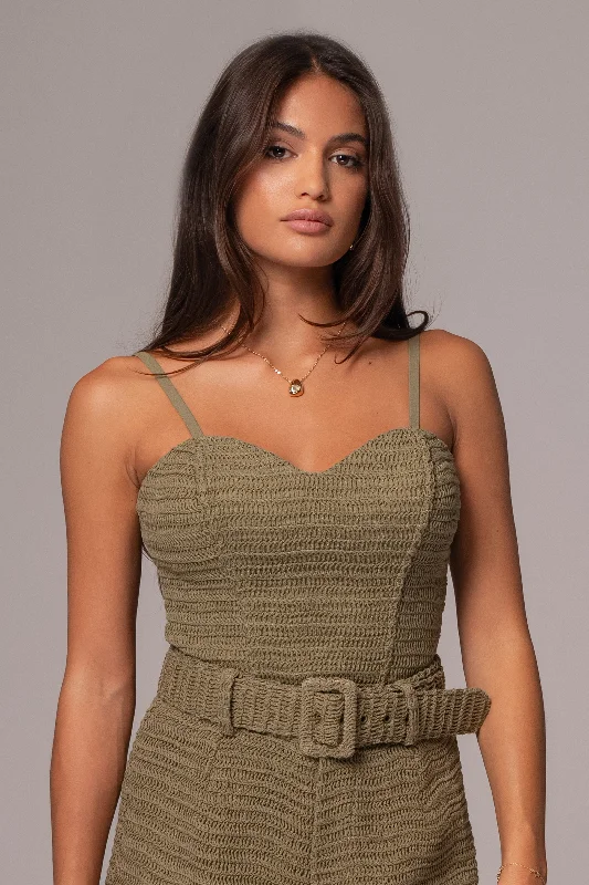 corset with metallic chains-Olive Lila Bustier