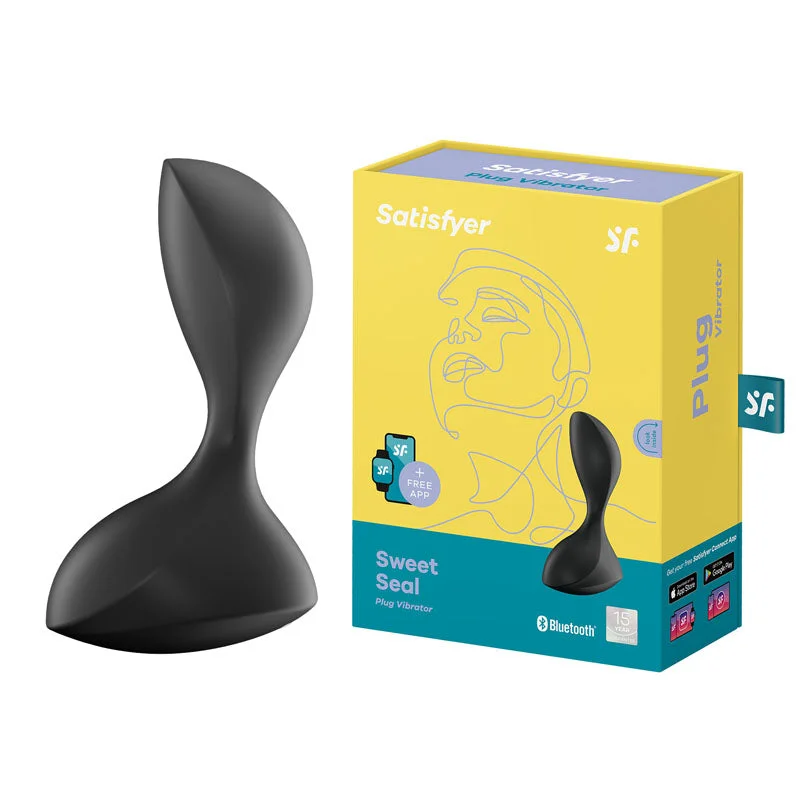 Skin-Real Pulse Masturbator-Satisfyer Sweet Seal - Black Vibrating Butt Plug