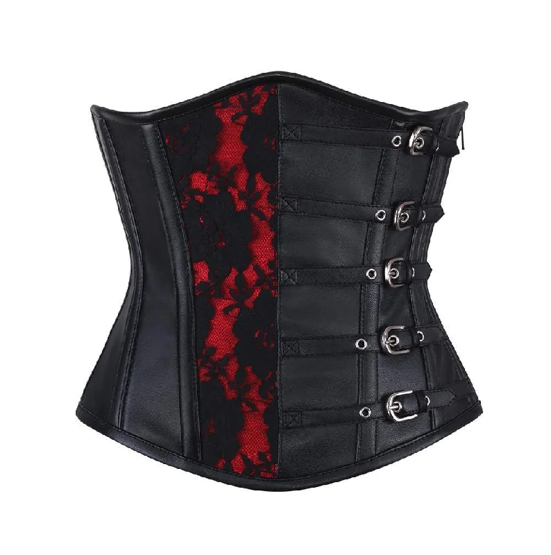 corset with sheer loops-Pitman Faux Leather Gothic Underbust Corset