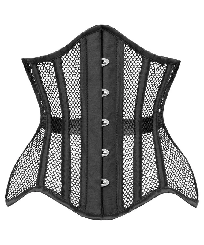 corset with sheer knots-Richele Black Underbust Mesh Curvy Corset