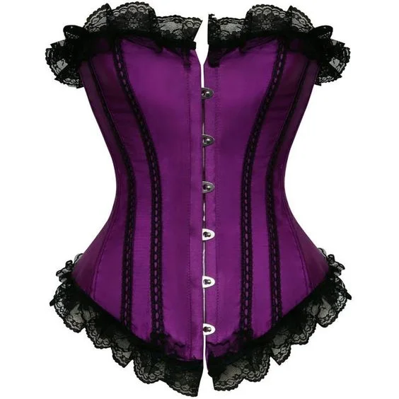 corset for summer curls-Raku Purple Satin Overbust Corset