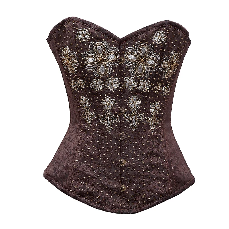 corset with velvet ribbons-Maine Overbust Corset