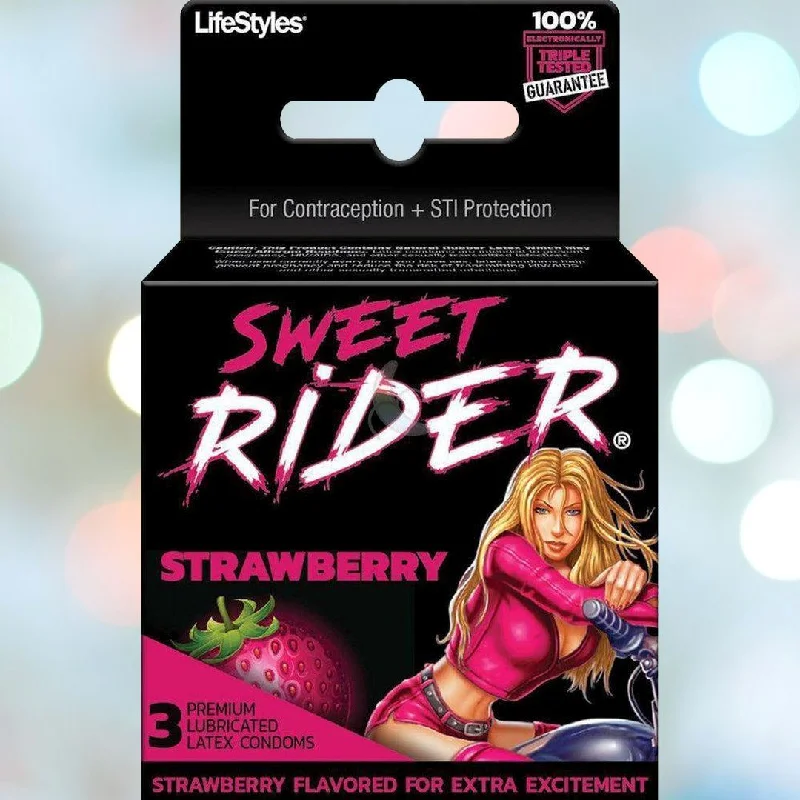 vibrating anal toy for solo use-LifeStyles 'Sweet Rider' Strawberry Condoms 🍓