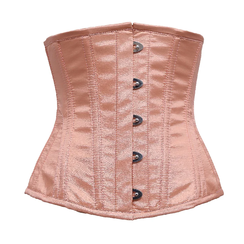 corset for fashion ribbons-Latham Peach Taffeta Underbust Corset