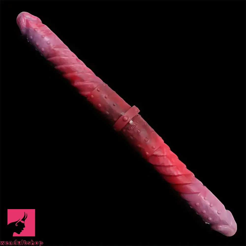 Copper-toned dildo-20.87in Dual-Headed Long Huge Phallus Silicone Spiked Soft Dildo