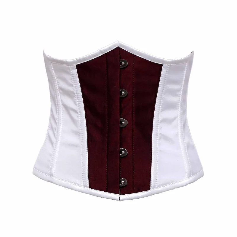 corset for summer loops-John White & Burgundy Taffeta Steel Boned Underbust Corset