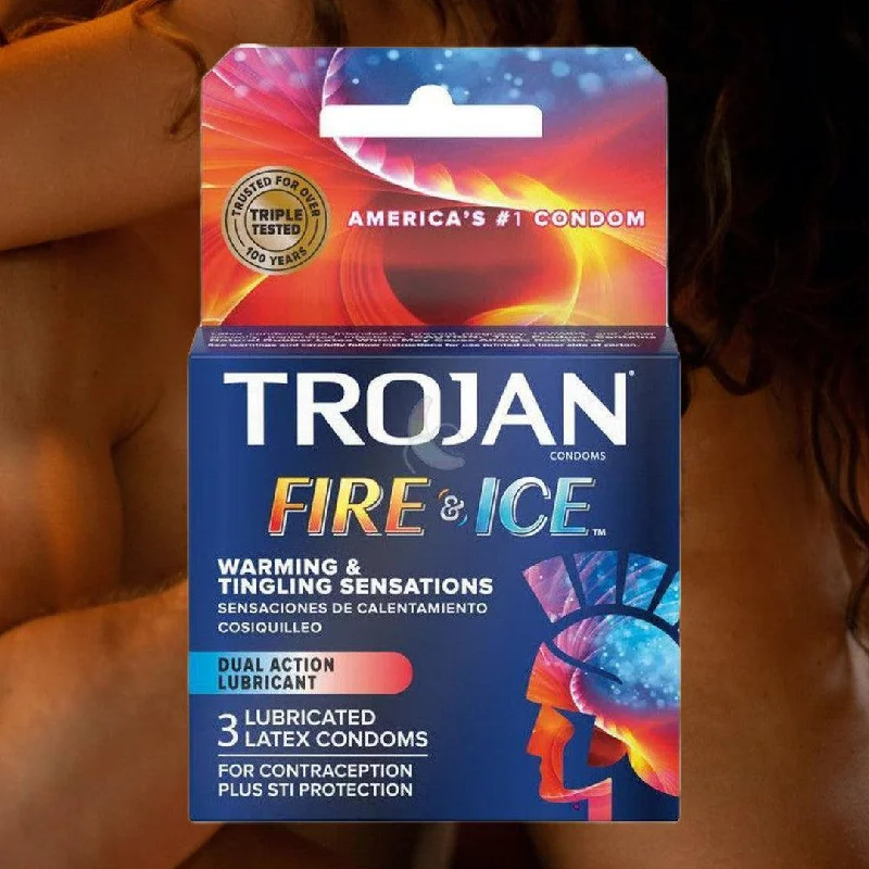 vibrating dildo with soft silicone texture-Trojan Fire and Ice Condoms (Hot & Cold Condom)