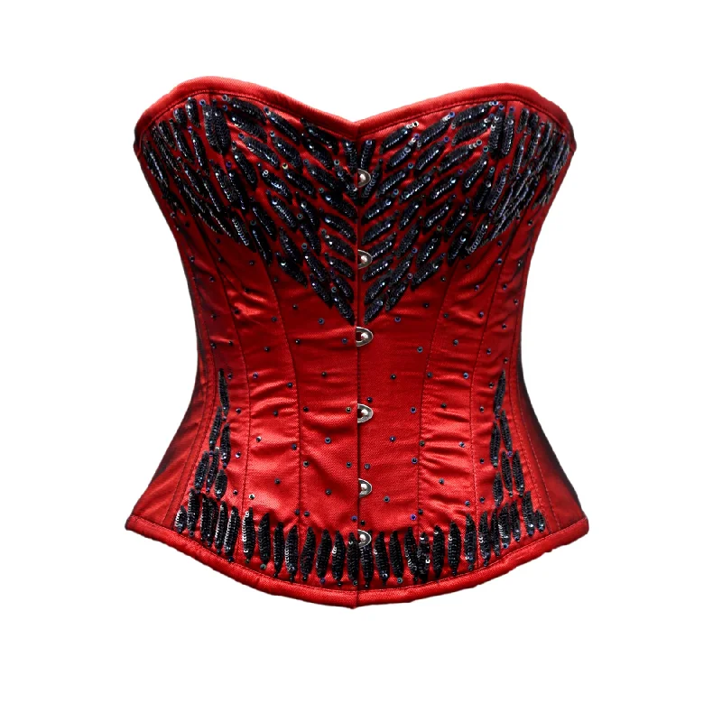 corset for runway weaves-Frost Red satin Embroidery Corset