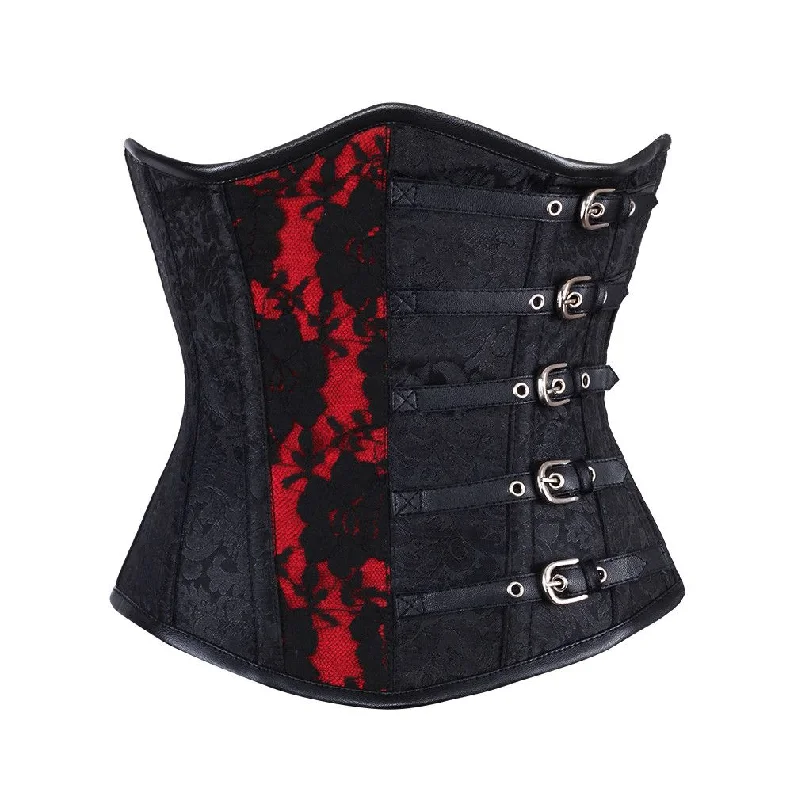 corset with floral loops-Corbin Black Gothic Underbust Corset