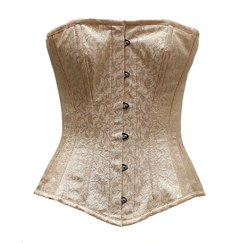 corset for evening cords-Gardner Ivory Satin Brocade Overbust Corset