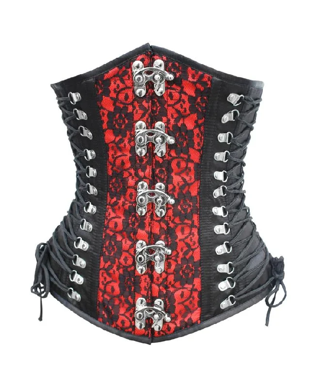 corset with pearl knots-Cods Red Criss Cross Underbust Corset