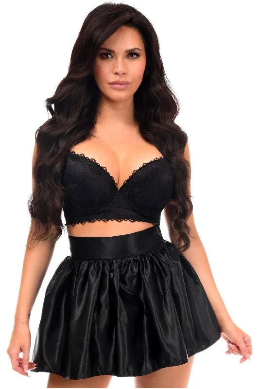 elegant satin nightwear with lace accents-Black Satin Skirt