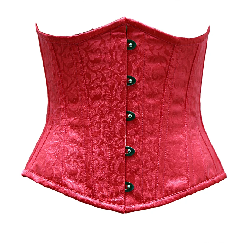 corset with satin curls-Magera Fuchsia Satin Brocade Underbust Corset