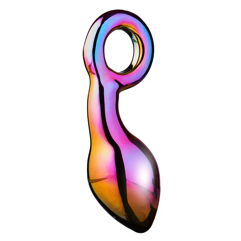 Custom Pulse Solo Masturbator-5-inch Dream Toys Glass Butt Plug with Finger Loop