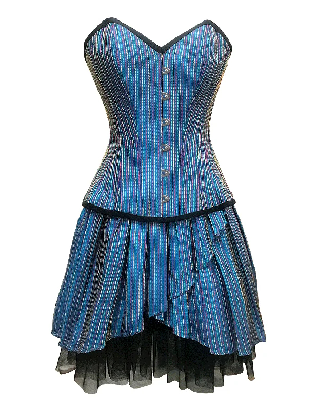 corset with metallic knots-Rakitic Taffeta Overbust Corset