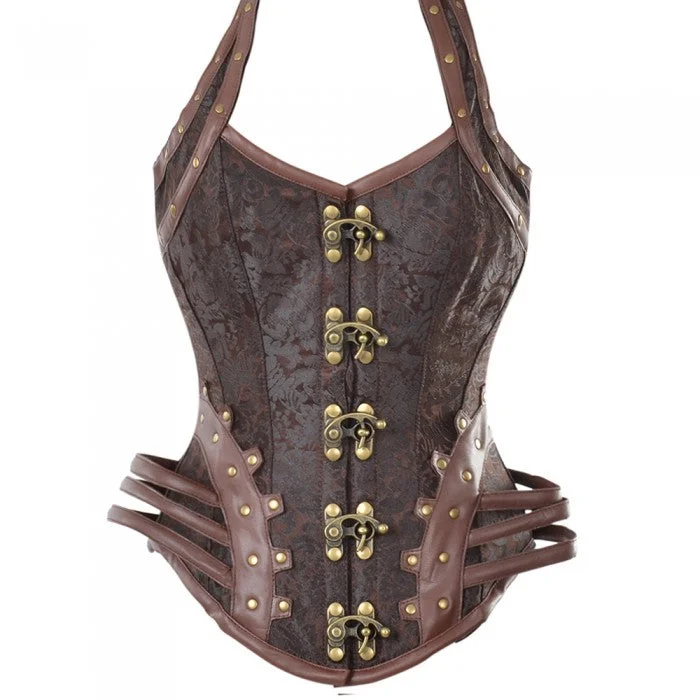 corset for night layering-Daley Brown Steampunk Corset With Hip Straps And Neckholder